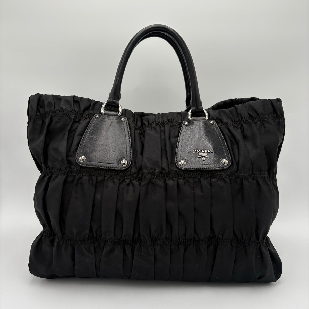 Prada Black Gathered Nylon Gaufre Tote