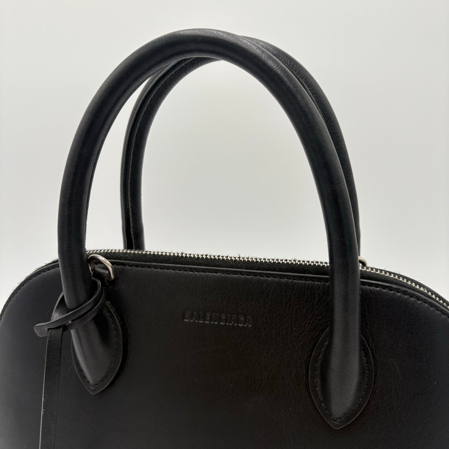 Balenciaga Calfskin Leather Ville Satchel Bag