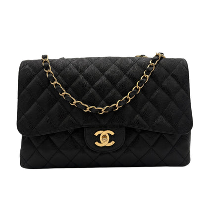 2008 Chanel Single Flap Classic-Black Caviar : Jumbo