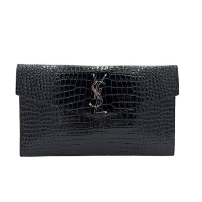 Saint Laurent Uptown Pouch Crocodile Embossed