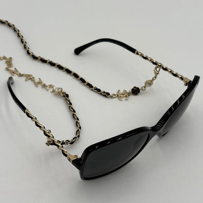 Chanel Chain & Leather Chain Oversize Sunglasses