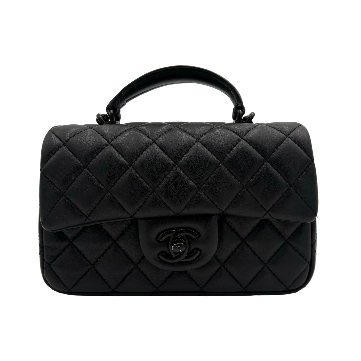 Chipped Chanel Top Handle Mini Flap Bag