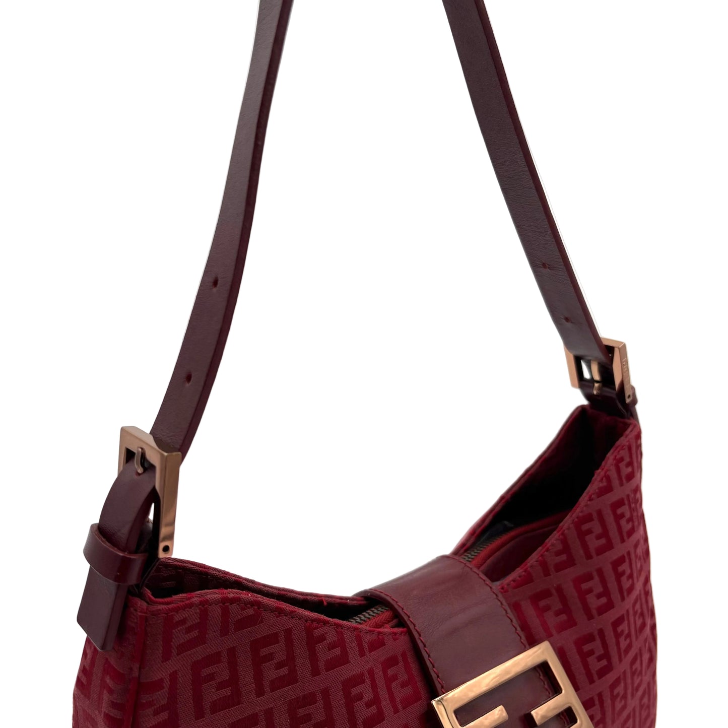 Vintage Fendi Red Zucchino Canvas Shoulder Bag