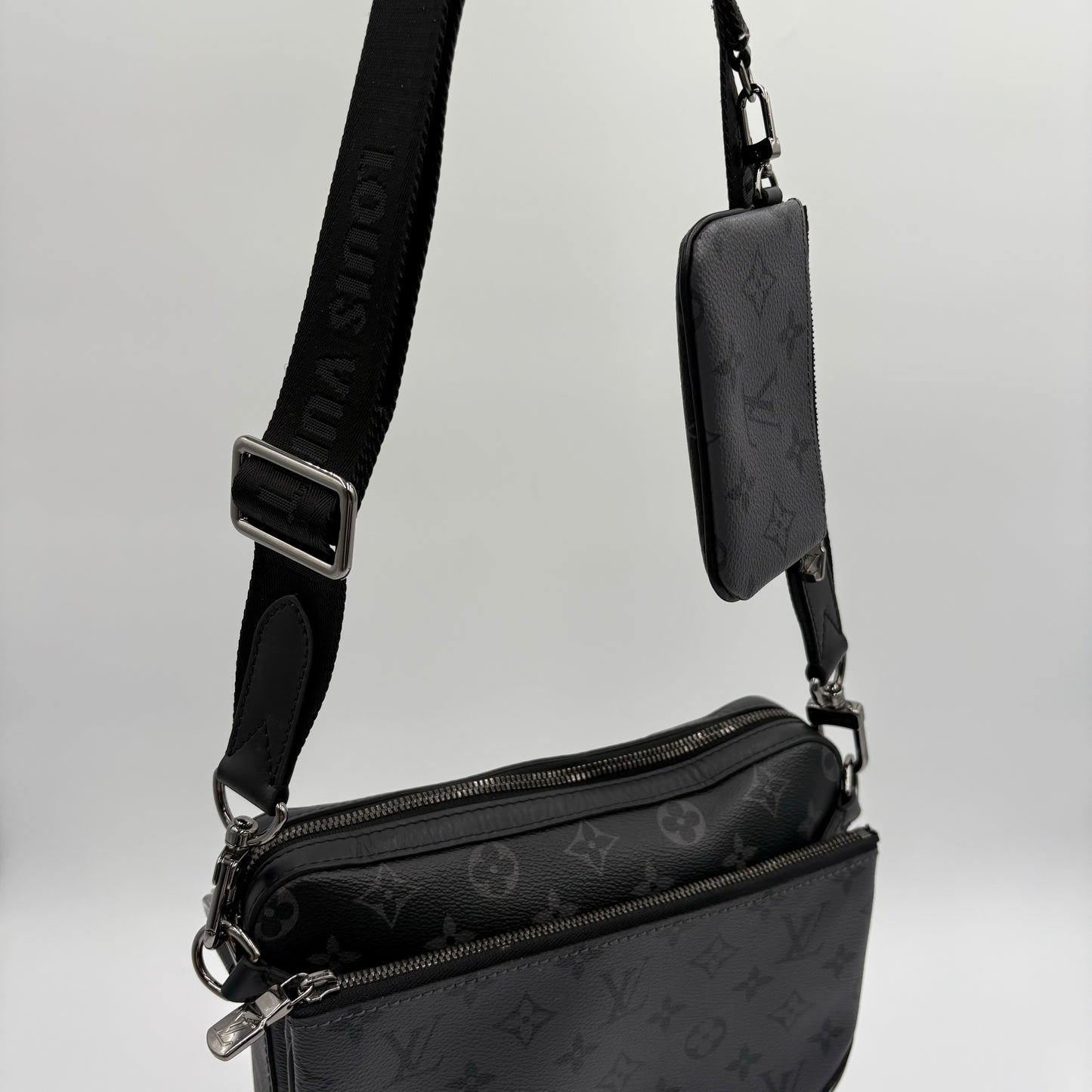 Chipped Louis Vuitton Eclipse Trio Messenger Bag