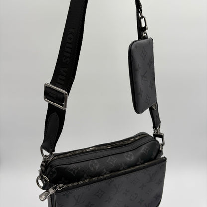 Chipped Louis Vuitton Eclipse Trio Messenger Bag
