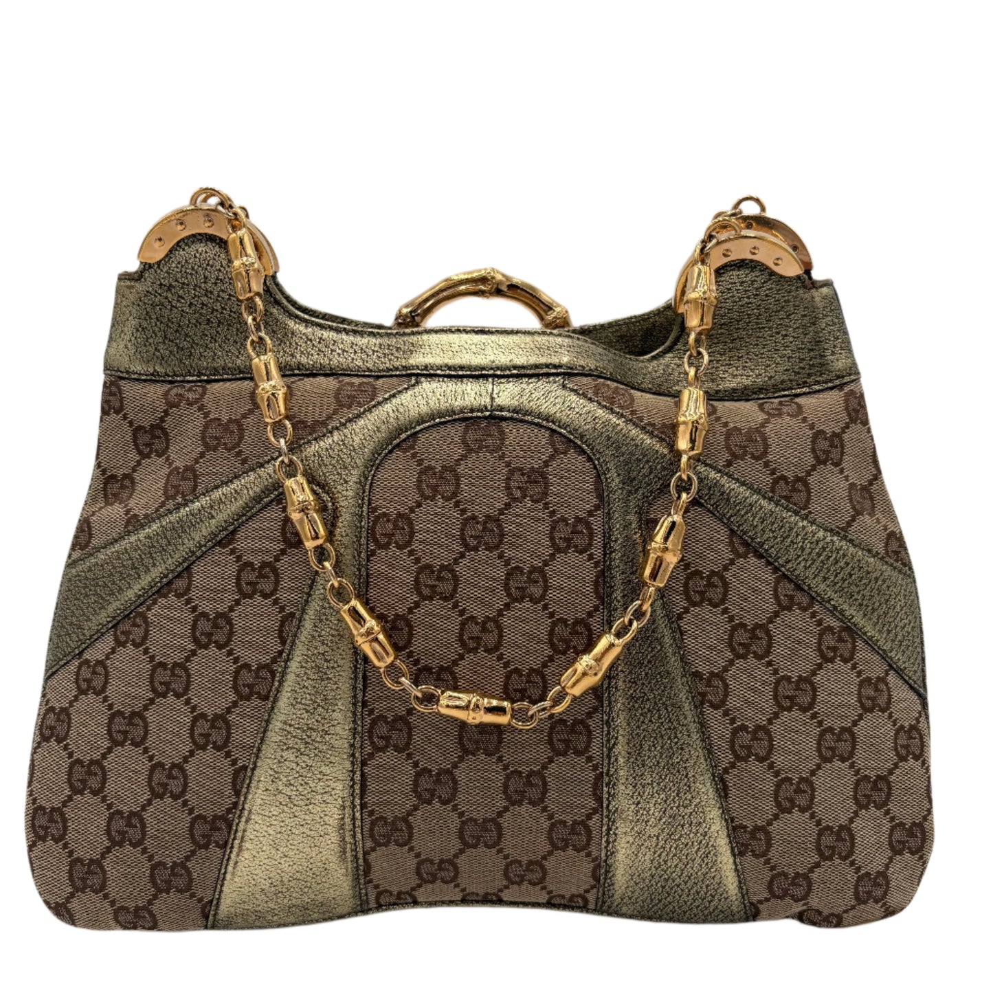 Gucci Leather Tom Ford Bamboo Chain Bag Gold