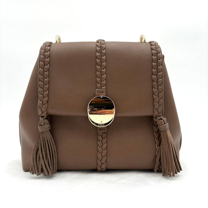 Chloe Penelope Leather Tote Bag Top Handle Brown
