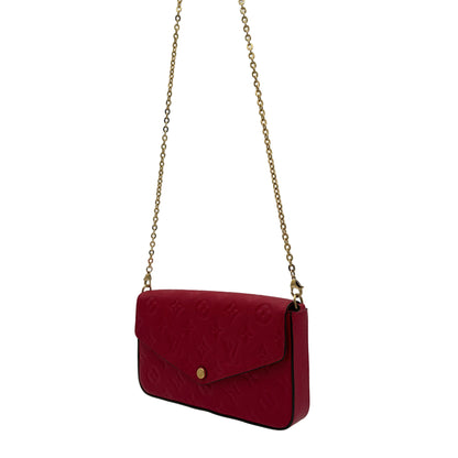 Chipped Louis Vuitton Pochette Felicie-Empreinte Red