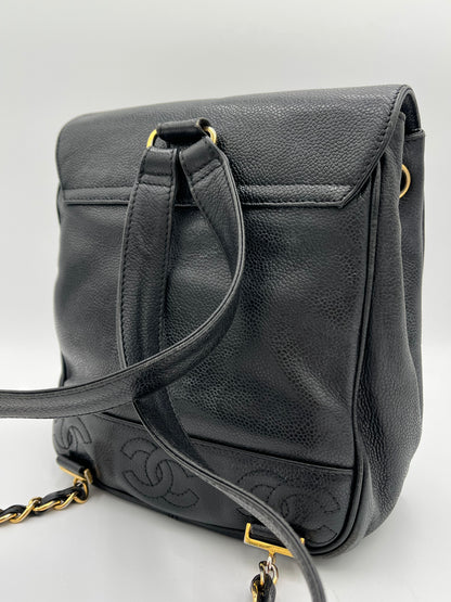 94-96 Chanel Triple CC Backpack-Black Caviar