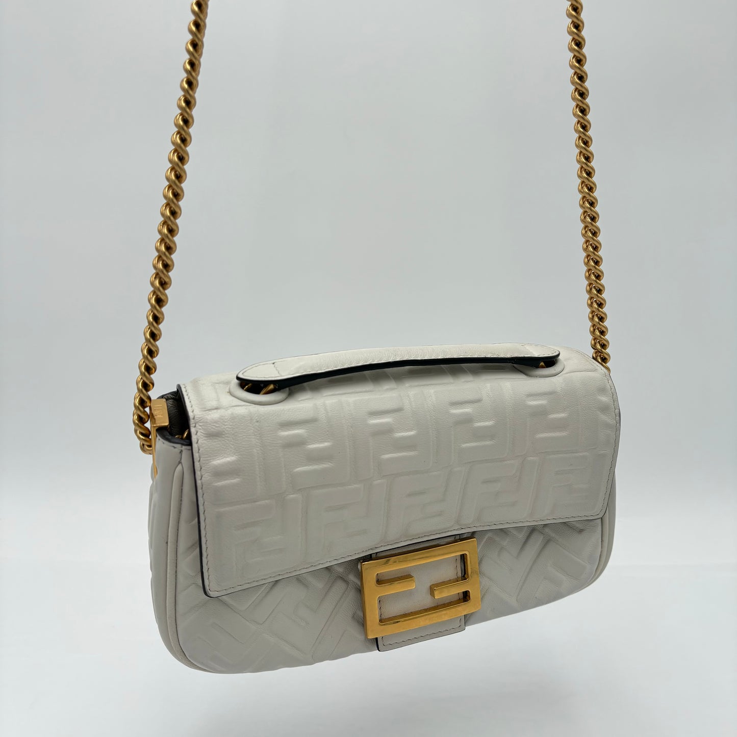 Fendi Baguette Chain Midi White