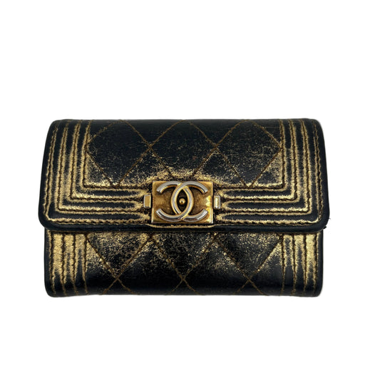 MIB Chanel Gold Distressed Boy Wallet