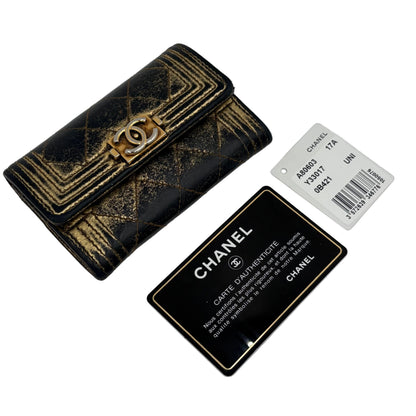 MIB Chanel Gold Distressed Boy Wallet