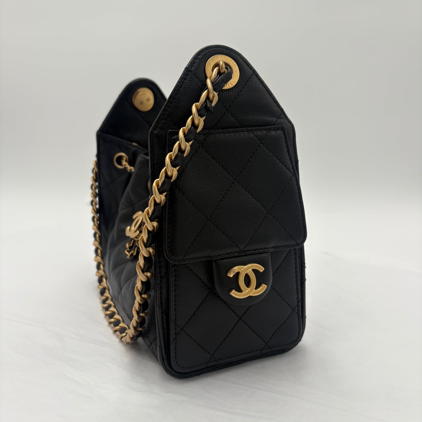 In Box Chanel 25 Mini Handbag Black Caviar