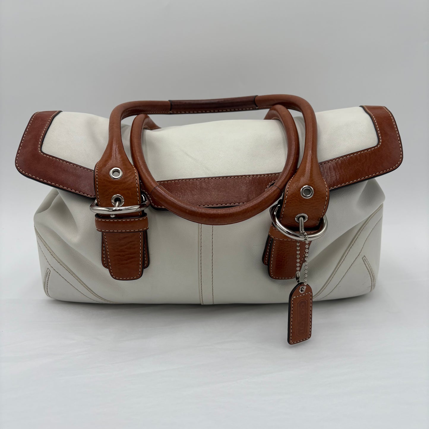 Coach Soho Leather Satchel White/Brown