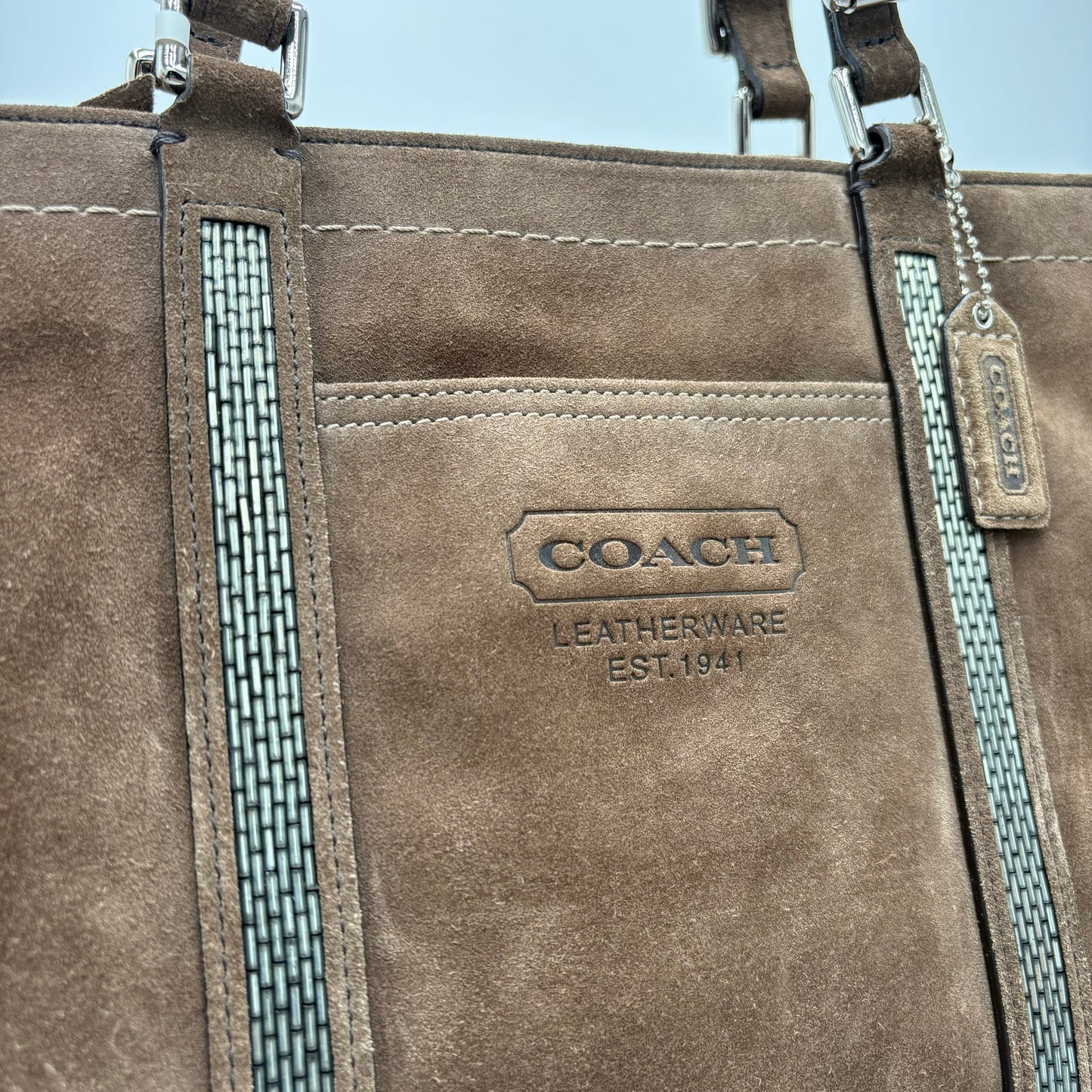 Coach Beaded Suede Tote