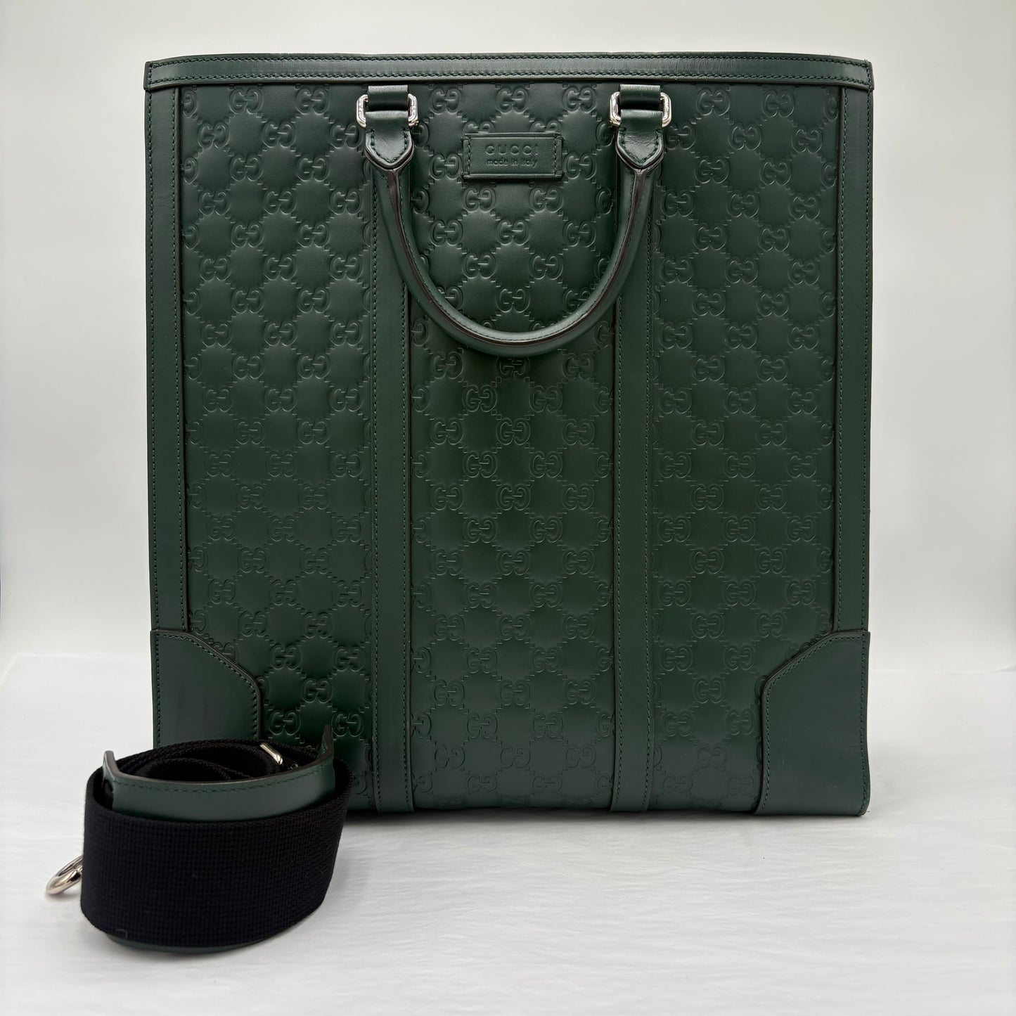 Gucci Guccissima Large Leather Tote Green