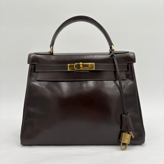 1981 Hermes Box Calf Gold H/W Kelly