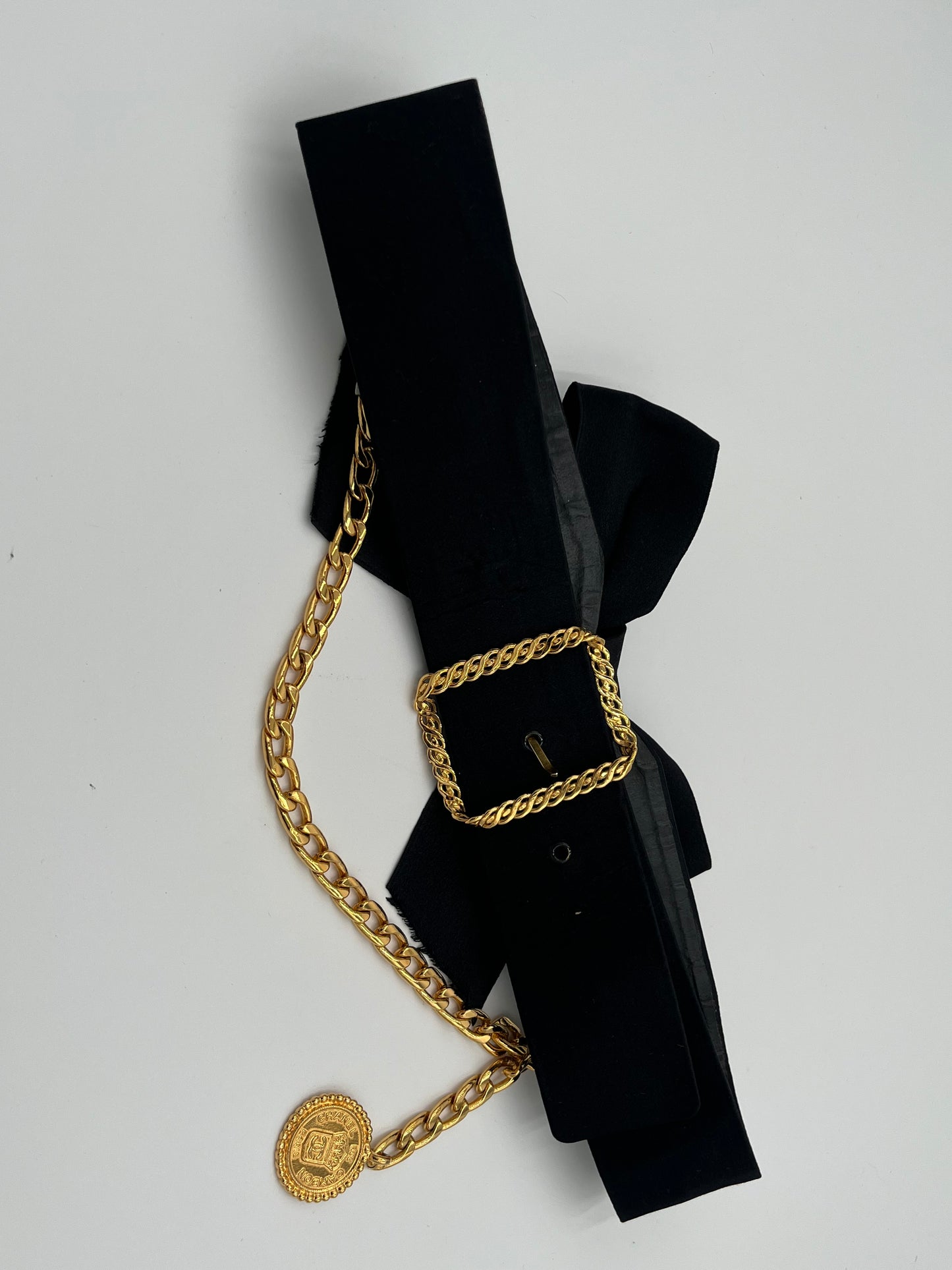 Vintage Chanel Satin Bow Belt w/Chain