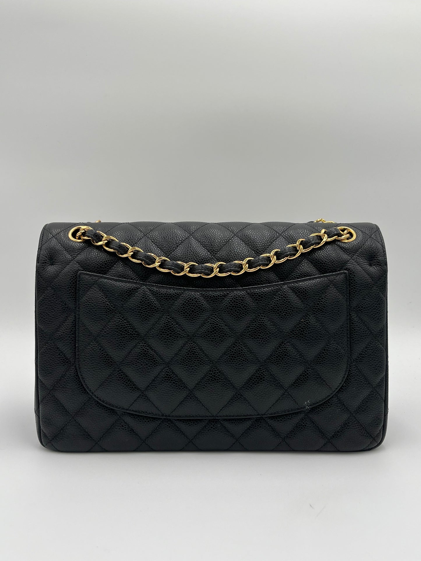 2018 Chanel Double Flap Bag-Black Caviar : Jumbo