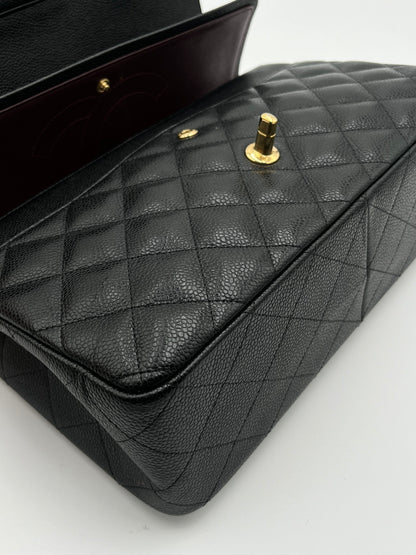 2018 Chanel Double Flap Bag-Black Caviar : Jumbo