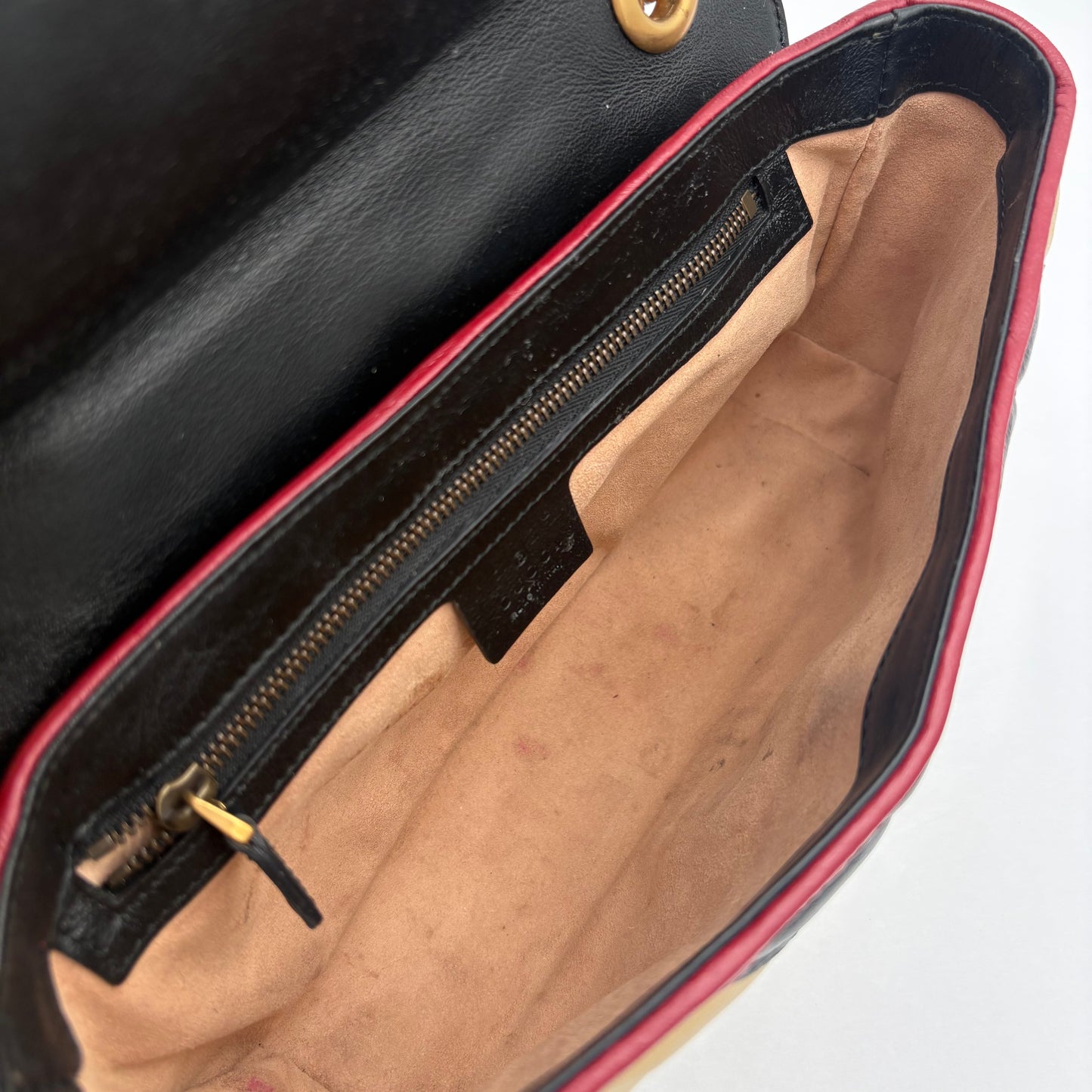 Gucci Marmont Flap Tricolor Diagonal Quilted Leather Bag