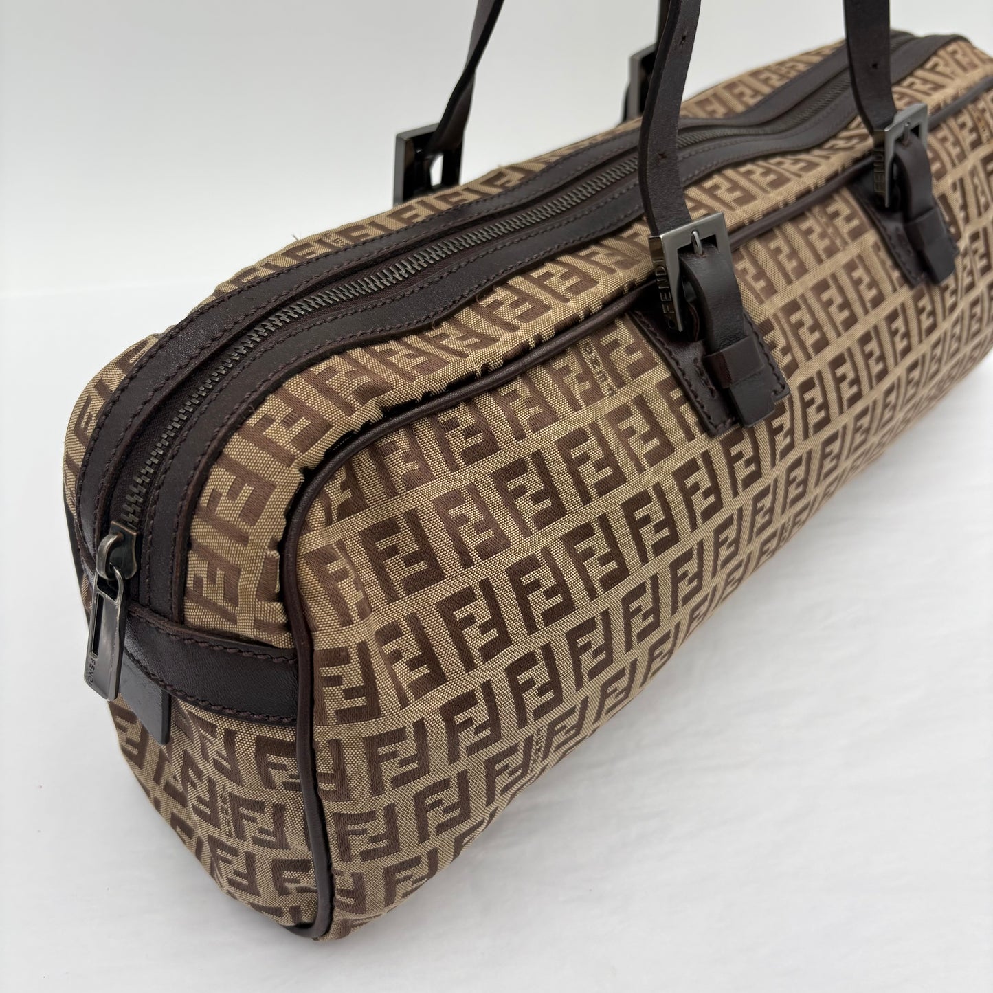 Vintage Fendi Zucchino Shoulder Bag & Coin