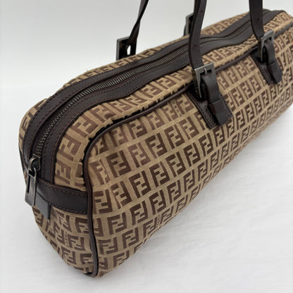 Vintage Fendi Zucchino Shoulder Bag & Coin