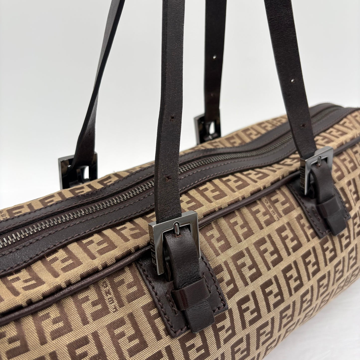 Vintage Fendi Zucchino Shoulder Bag & Coin