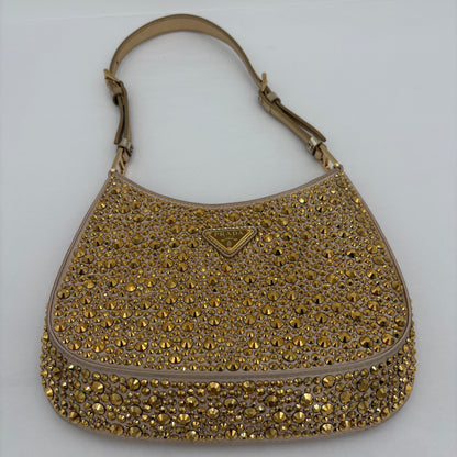 Prada Cleo Crystal Embellished Small Shoulder Bag