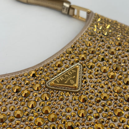 Prada Cleo Crystal Embellished Small Shoulder Bag