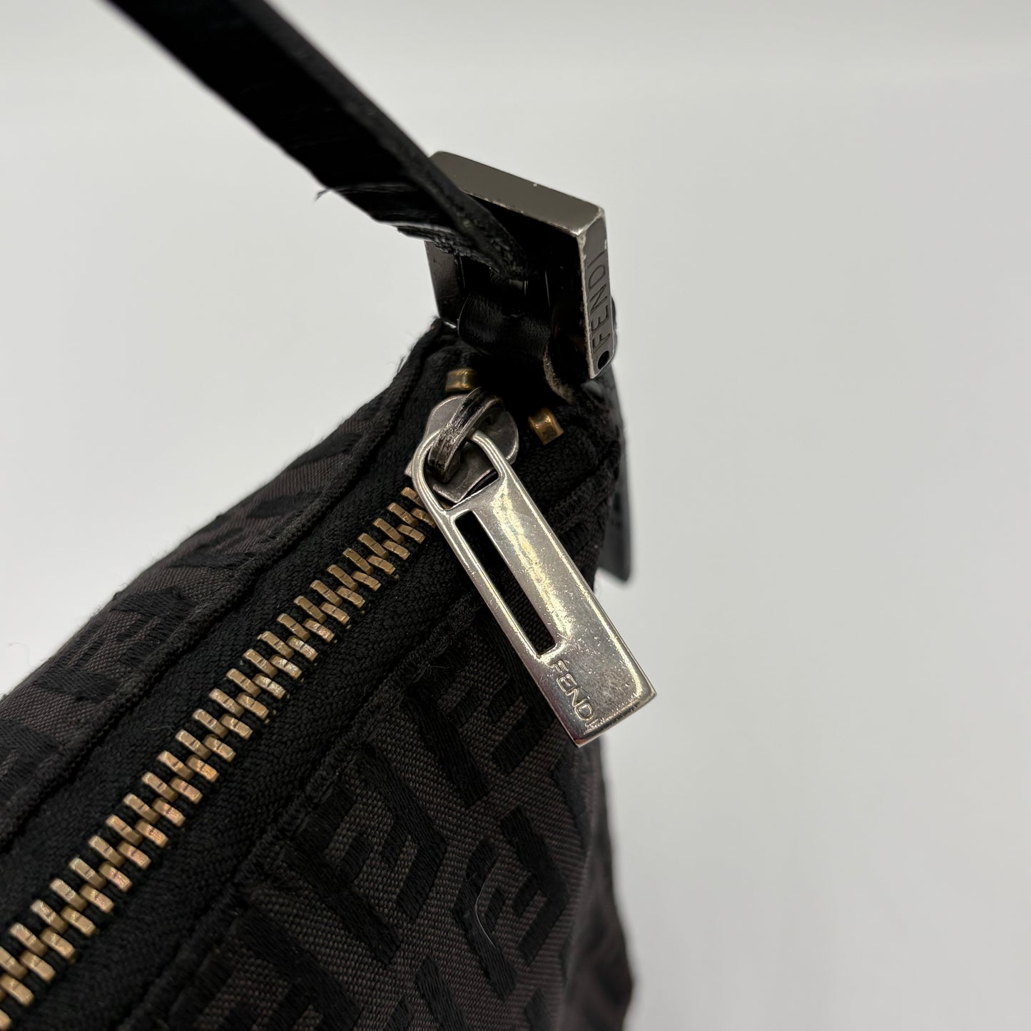 Fendi Zucchino Zipper Shoulder Bag