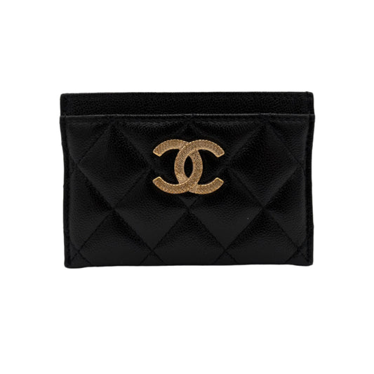 MIB Chanel Card Holder: Black/Gold