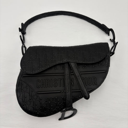 Christian Dior Oblique Embossed Saddle Black
