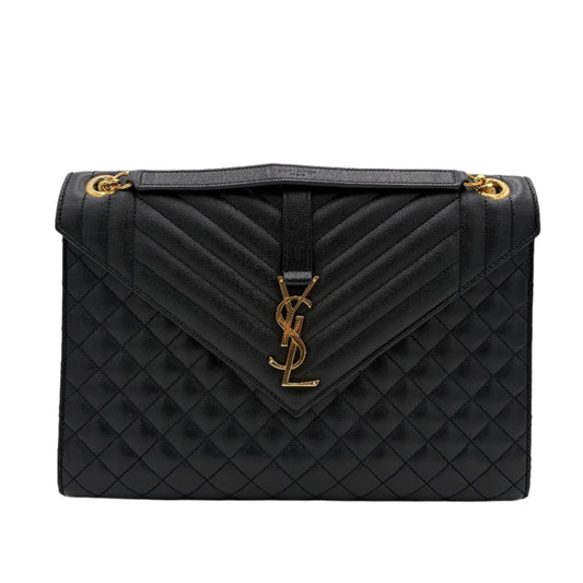 Saint Laurent Envelope Triquilt Large Shoulder Bag in Grained Leather