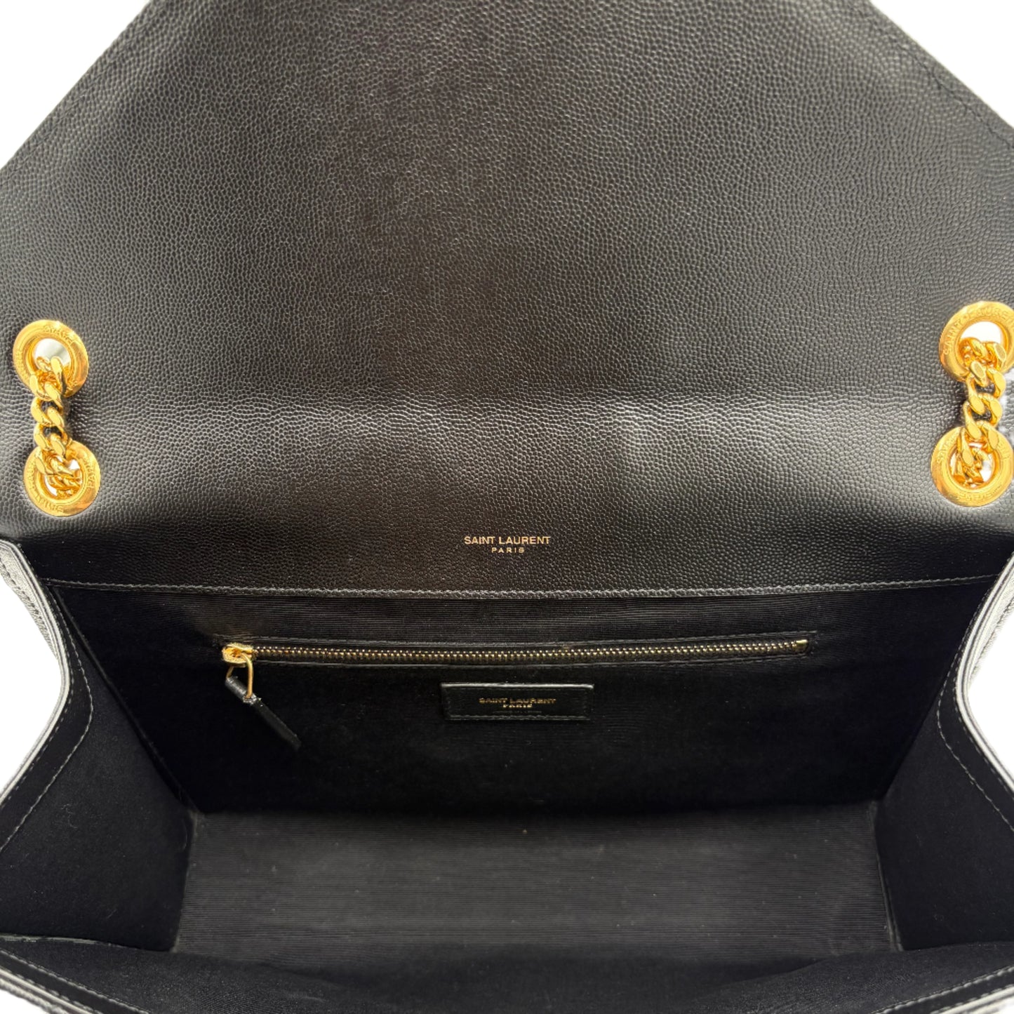 Saint Laurent Envelope Triquilt Large Shoulder Bag in Grained Leather
