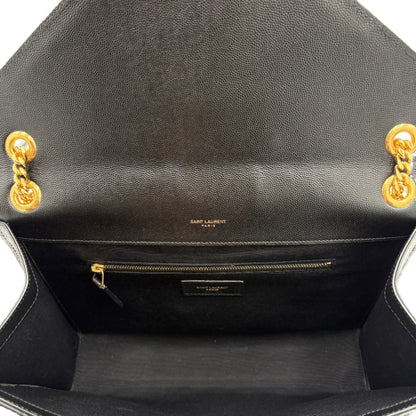 Saint Laurent Envelope Triquilt Large Shoulder Bag in Grained Leather