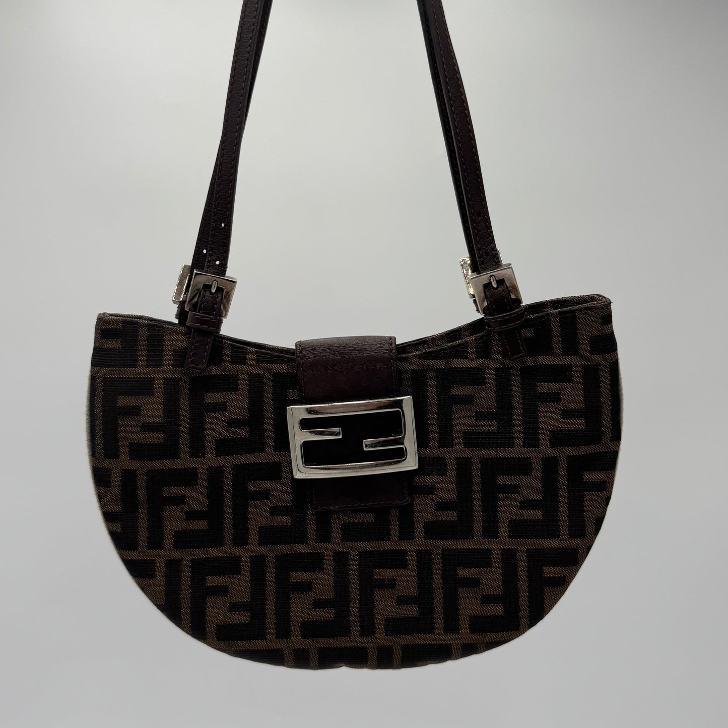 Fendi Zucca Half Moon Baguette