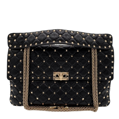 Valentino Rockstud Spike Flap-Black Quilt : Large