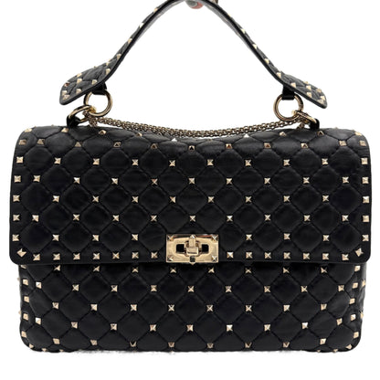 Valentino Rockstud Spike Flap-Black Quilt : Large