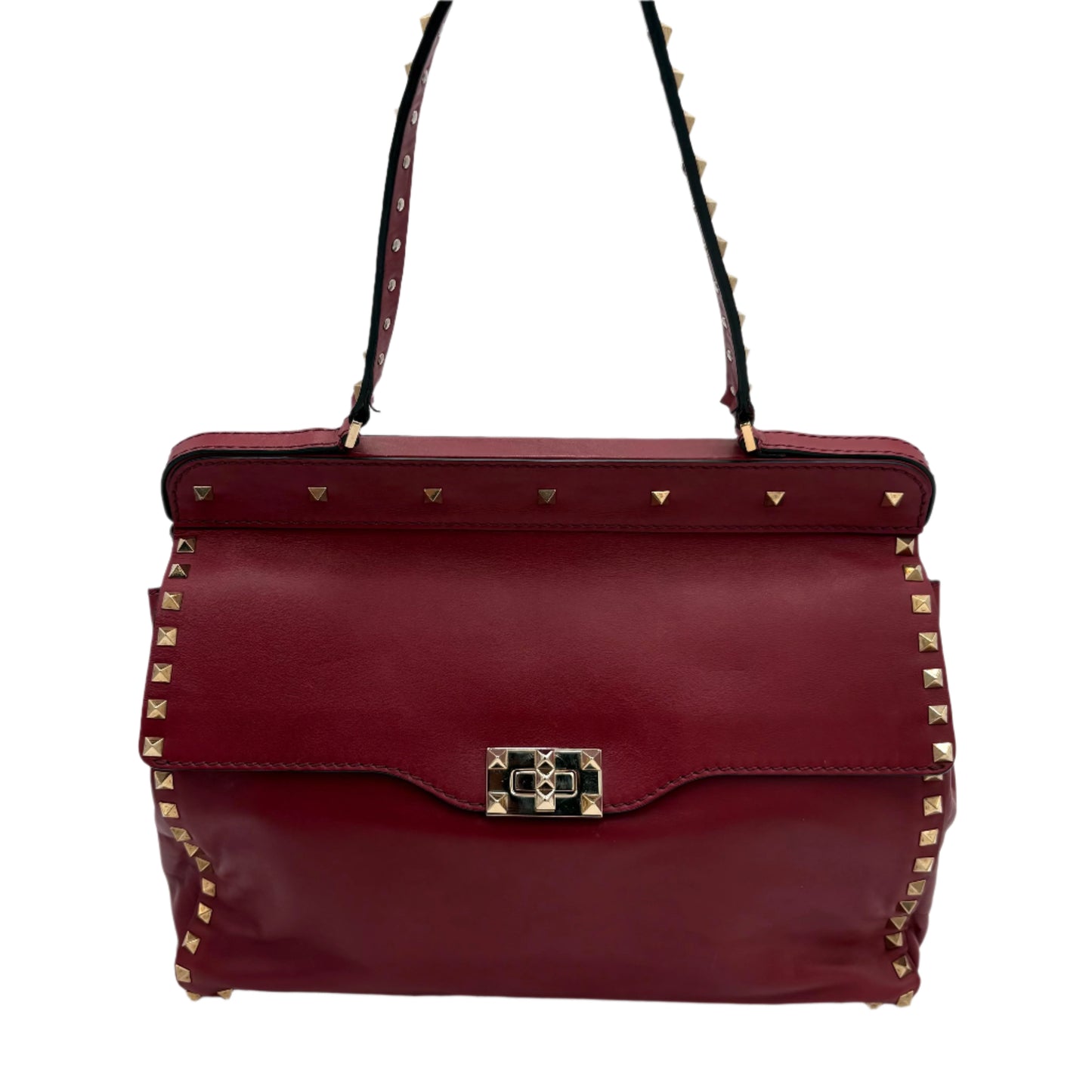 Valentino Rockstud Top Handle-Red