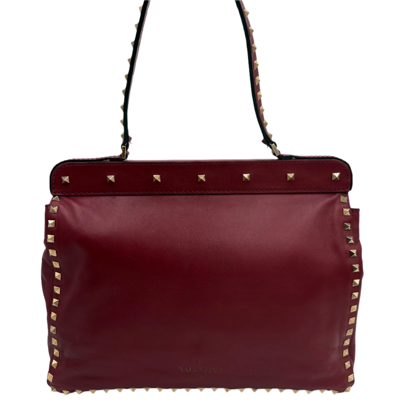 Valentino Rockstud Top Handle-Red