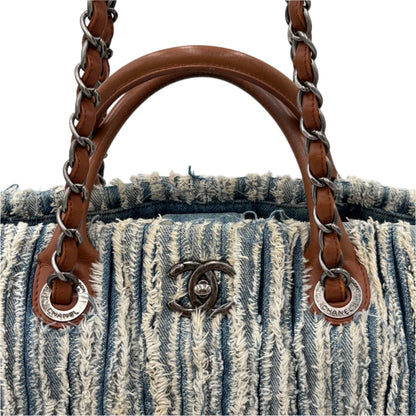 2014 Chanel Denim Fringe Large Tote Bag