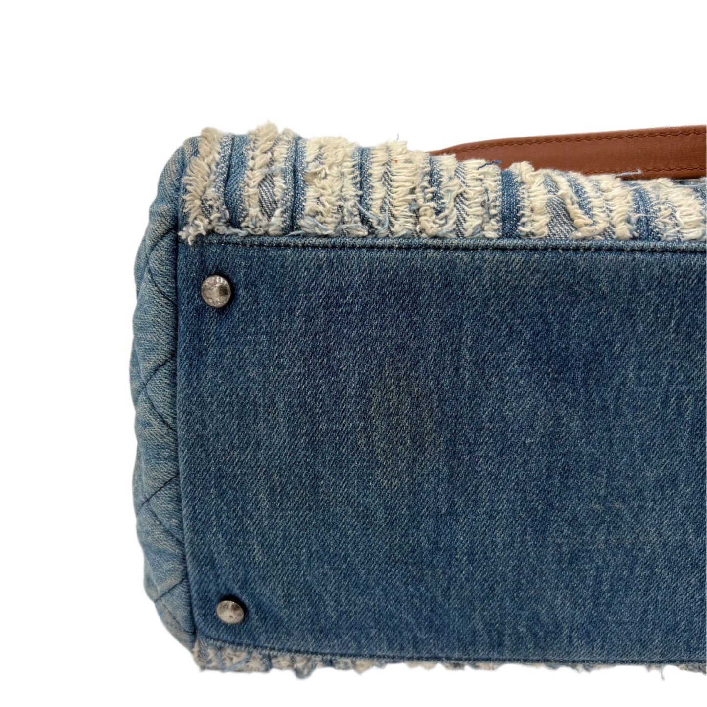 2014 Chanel Denim Fringe Large Tote Bag