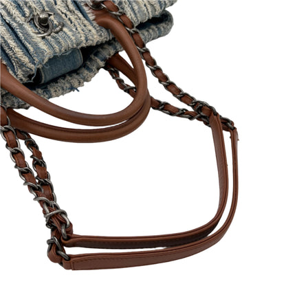 2014 Chanel Denim Fringe Large Tote Bag