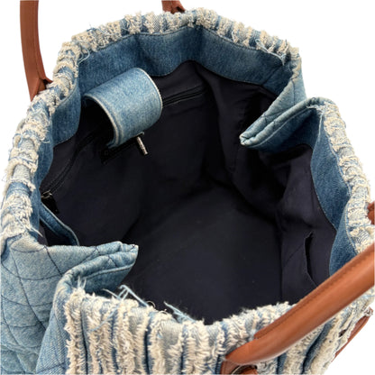 2014 Chanel Denim Fringe Large Tote Bag