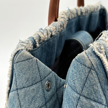 2014 Chanel Denim Fringe Large Tote Bag