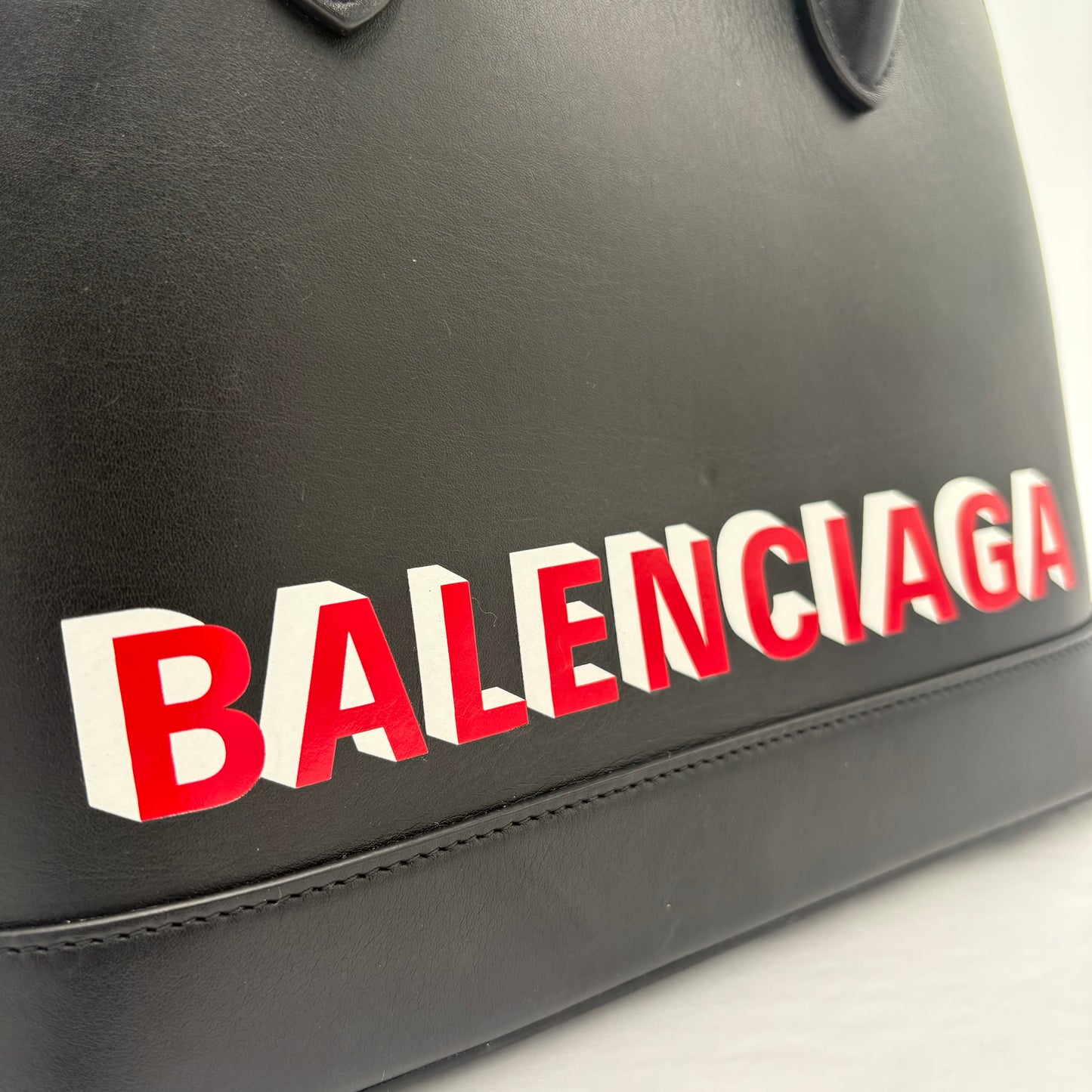 Balenciaga Calfskin Leather Ville Satchel Bag