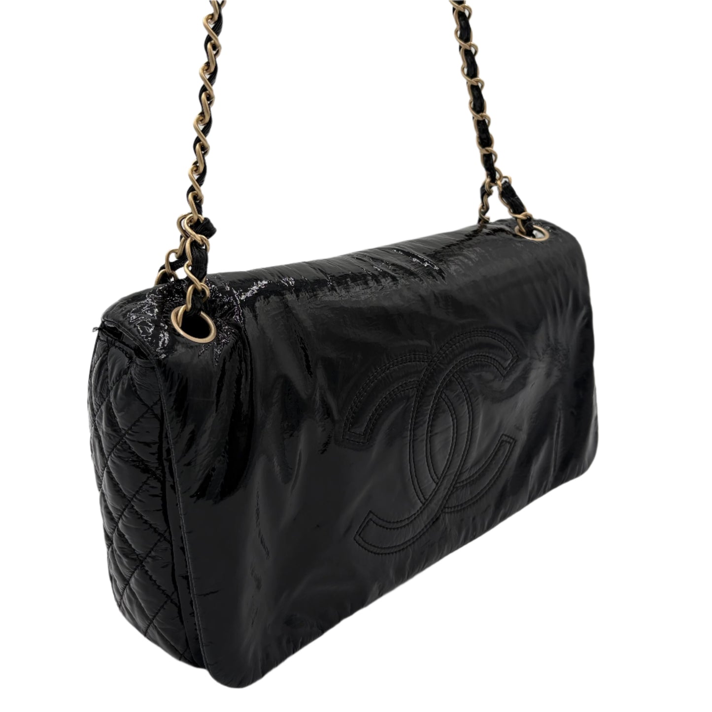 Chanel Rock and Chain Flap Bag-Black Patent : Medium