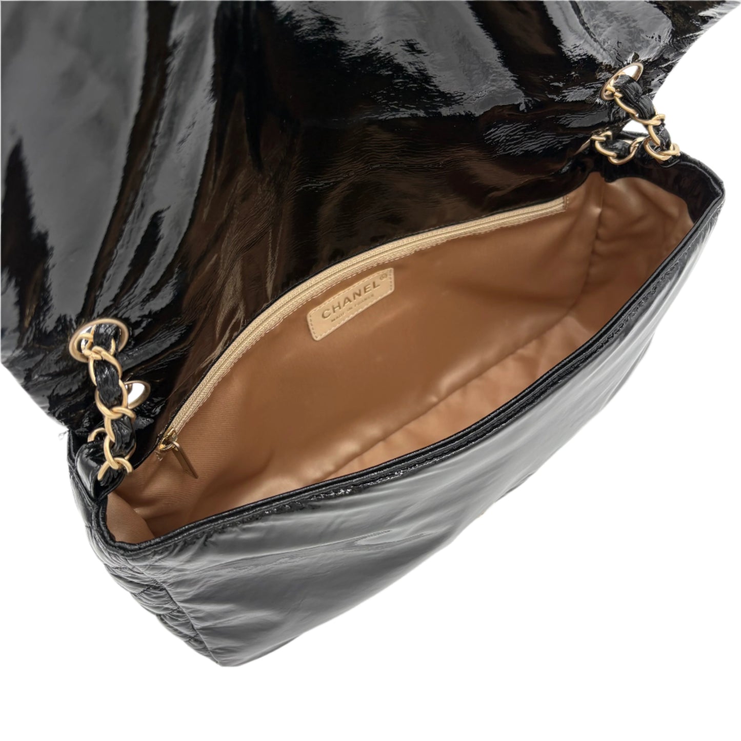 Chanel Rock and Chain Flap Bag-Black Patent : Medium