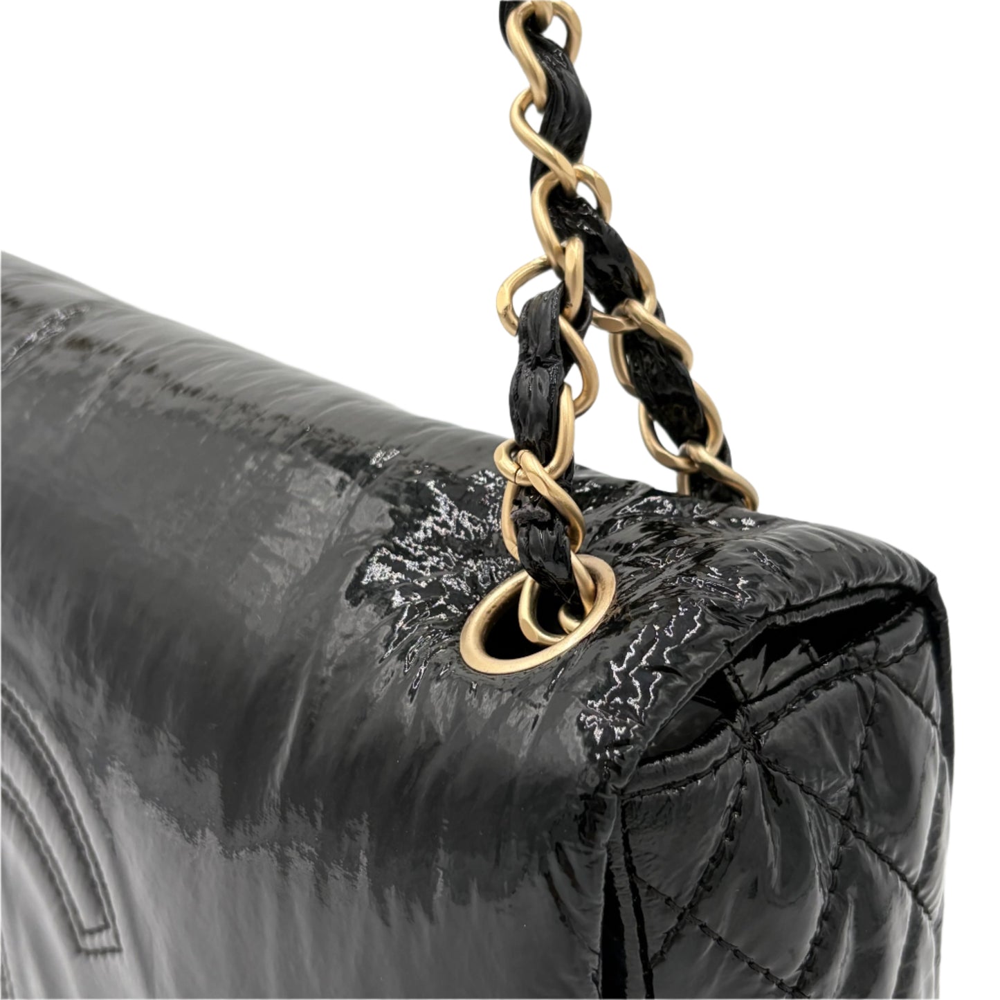 Chanel Rock and Chain Flap Bag-Black Patent : Medium